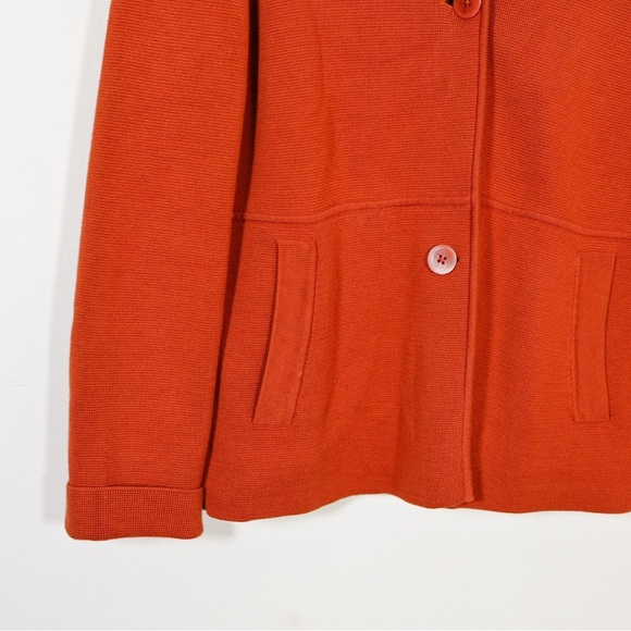 Talbots Womens Burnt Orange Knit Blazer Jacket Cotton Blend Pockets Size M Fall - Picture 2 of 12